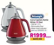 Delonghi Icona Capitals Kettle White Or Red-Each