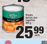Rhodes Apricot Jam Superfine-900g Each