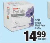 Spar Petals Maxi Pads-8s/9s Per Pack