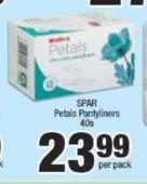 Spar Petals Pantyliners-40s Per Pack