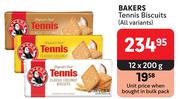 Bakers Tennis Biscuits (All Variants)-12 x 200g