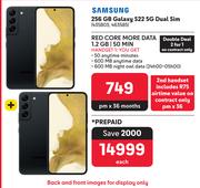 2 x Samsung Galaxy S22 256GB 5G-On 1.2GB Red Core More Data