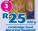Cambridge Food Macaroni/Spaghetti-3 x 500g