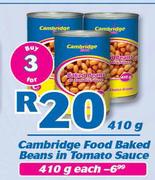  Cambridge Food Baked Beans In Tomato Sauce-3 x 410g
