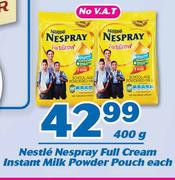 Nestle Nespray Full Cream Instant Milk Powder Pouch-400g Each