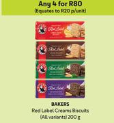 Bakers Red Label Creams Biscuits (All Variants)-For Any 4 x 200g