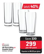 Ocean 48 Pack Willy Or Zombie Glass-Per 48 Pack