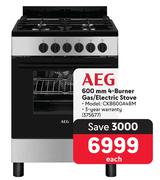 AEG 600mm 4 Burner Gas/Electric Stove CKB600A4BM