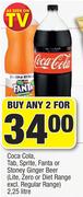 Coca Cola, Tab, Sprite, Fanta Or Stoney Ginger Beer-2x2.25 Litre