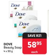 Dove Beauty Soap-4 x 90g Each
