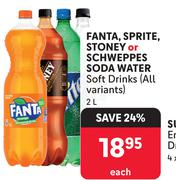 Fanta, Sprite, Stoney Or Schweppes Soda Water Soft Drinks (All Variants)-2L Each
