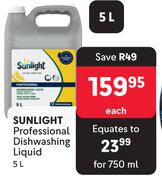Sunlight Professional Dishwashing Liquid-5L Each