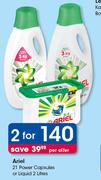 Ariel 21 Power Capsules Or Liquid-2Litres-For 2 Per Offer