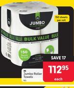 M Jumbo Roller Towels-4's Pack Each