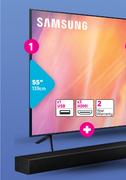 Samsung 55" UHD TV 55AU7000 + 2.0 Channel Soundbar T400