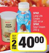 Spar Long Life Cream 300ml Or Spar Sour Cream 250g-For 2
