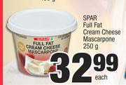 Spar Full Fat Cream Cheese Mascarpone-250g Each
