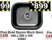 Cam Prep Bowl Square Black Nano 450 x 385 x 165 32882