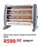 Salton 3 Bar Electric Heater Grey & White 800W