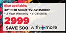 Samsung 32" FHD Smart TV-32H5000F