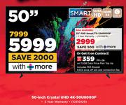 Samsung 50-Inch Crystal UHD 4K-50U8000F-On 7.5GB Data Price Plan Top Up