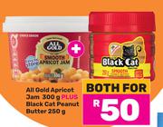All Gold Apricot Jam 300g Plus Black Cat Peanut Butter 250g-For Both