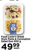 Food Lover's Greek Style Pasta & Coronation Salad Duo -500g Each