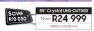 Samsung 85" Crystal UHD CU7000 TV UA85CU7000KXXA