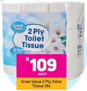 Great Value 2 Ply Toilet Tissue-18's Pack