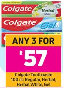 Colgate Toothpaste 100 ml (Regular, Herbal, Herbal White Or Gel)- For Any 3