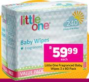 Little One Fragranced Baby Wipes- 3 x 80 Pack