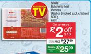 Spar Butcher's Best Viennas(Red Or Smoked Excl.Chicken)-500g Each