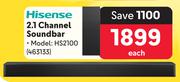 Hisense 2.1 Channel Soundbar HS2100