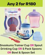 Snookums Trainer Cup Or Spout Drinking Cup Or 5 Pack Spoons Or Bowl & Spoon Set-For Any 2