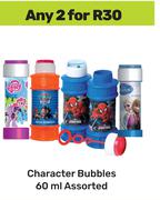Character Bubbles Assorted-For Any 2 x 60ml