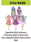 Sparkle Girlz Unicorn Princess Doll In Cone Or Zuru Sparkle Girlz Fairy Cone Doll-For 2
