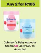 Johnson's Baby Aqueous Cream Or Jelly 500ml Assorted-For Any 2