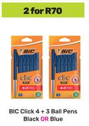 Bic Click 4 + 3 Ball Pens Black Or Blue-For 2