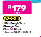 Addis 110Ltr Rough Tote Storage Box (Blue Or Black) 462844/754543-Each