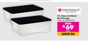 Countour Housewares 11Ltr Clear And Black Box Storage 850017903-Each