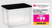 Countour Housewares 21Ltr Clear And Black Box Storage 850017845-Each
