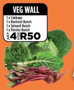 1 x Cabbage, 1 x Beetroot Bunch, 1 x Spinach Bunch, 1 x Parsley Bunch-For Any 4