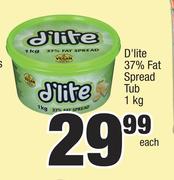 D'Lite 37% Fat Spread Tub-1kg Each