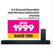 Hisense 2.1 Channel Soundbar With Wireless Subwoofer HS2100