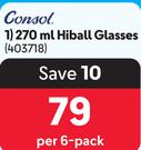 Consol 270ml Hiball Glasses-Per 6 Pack