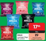Halls Lozenges Bags (All Variants)-72's