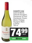 Leopard's Leap Cab Merlot/Sauv, Chardonnay & Pino, Chenin, Merlot, Pino, Sauv Blanc Or Shiraz-750ml 