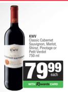 KWV Classic Cabernet Sauvignon, Merlot, Shiraz, Pinotage Or Petit Verdot-750ml Each