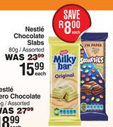 Nestle Chocolate Slabs Assorted-80g Each