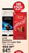 Lindt Excellence Dark Or Lindor Slab Assorted-100g Each